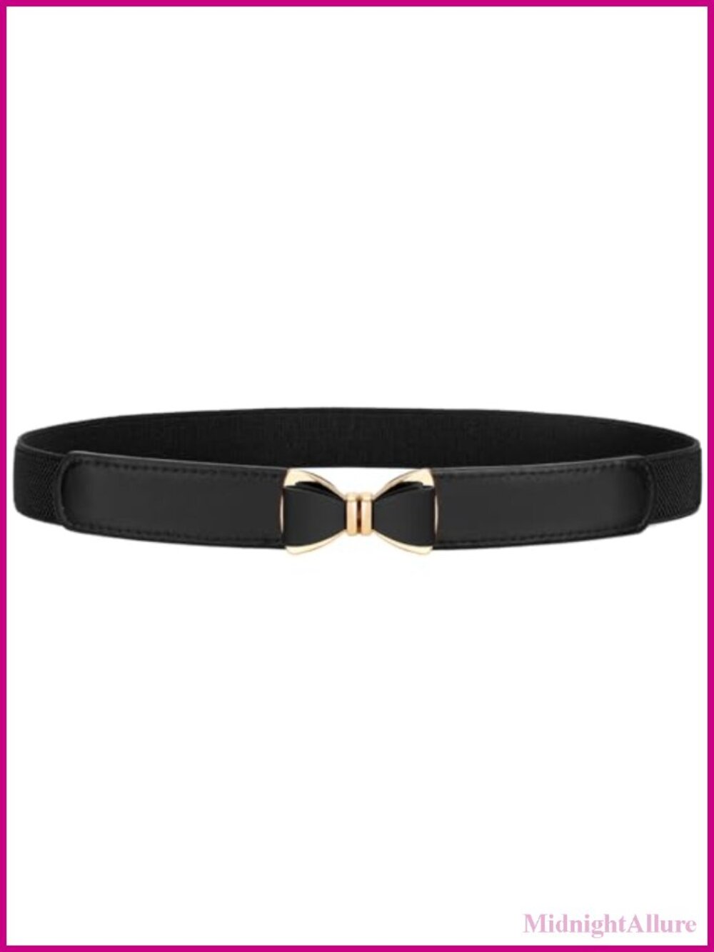 Skinny Stretchy Thin Bow Belt for Women Dresses - Elastic Faux Leather Waist